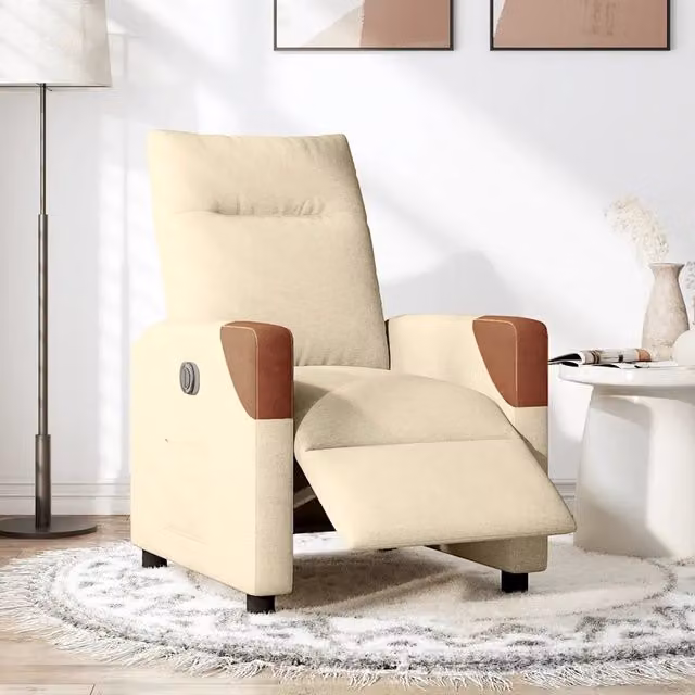 Poltrona Elettrica Reclinabile Crema in Tessuto 3323994