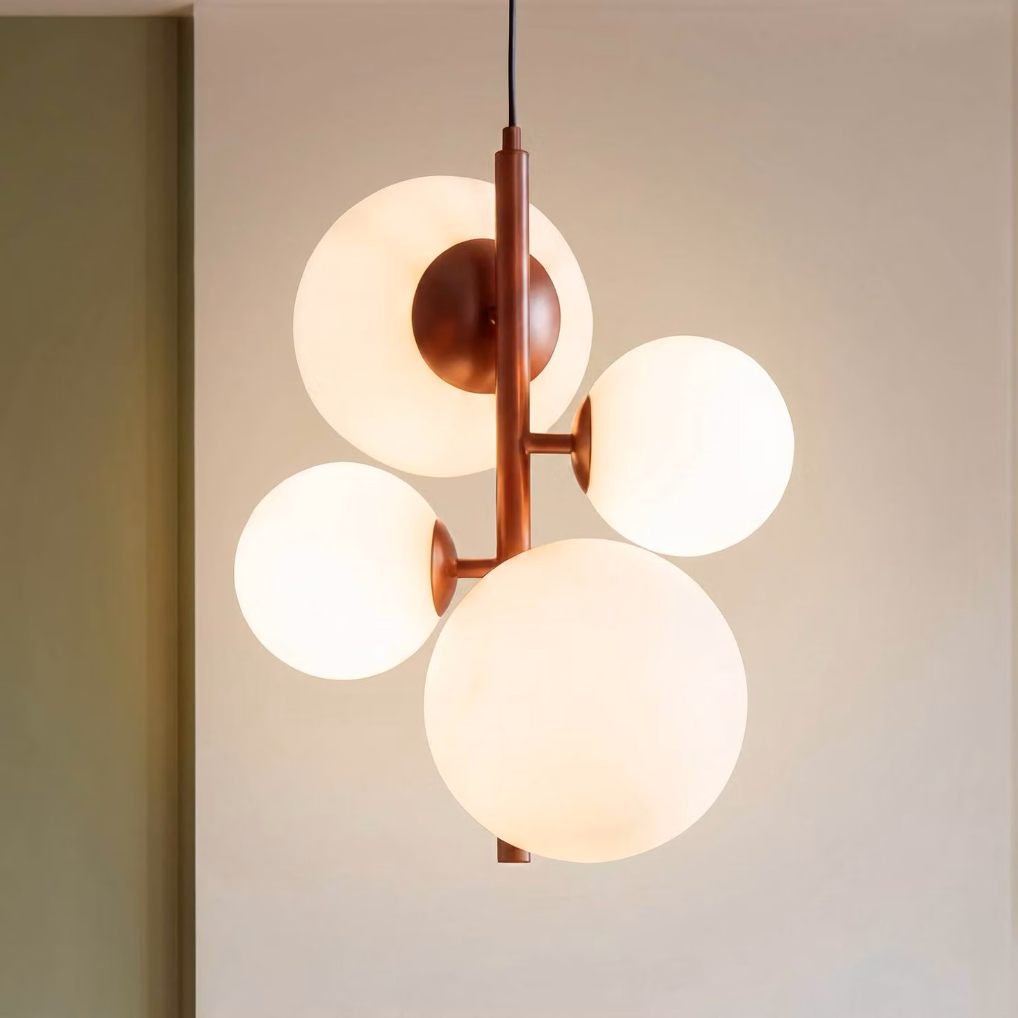 Lampada a sospensione in vetro Joel ALDEX, dimmerabile, Rosso, Soggiorno / Sala da pranzo, Metallo, Moderno, Lampada a sospensione
