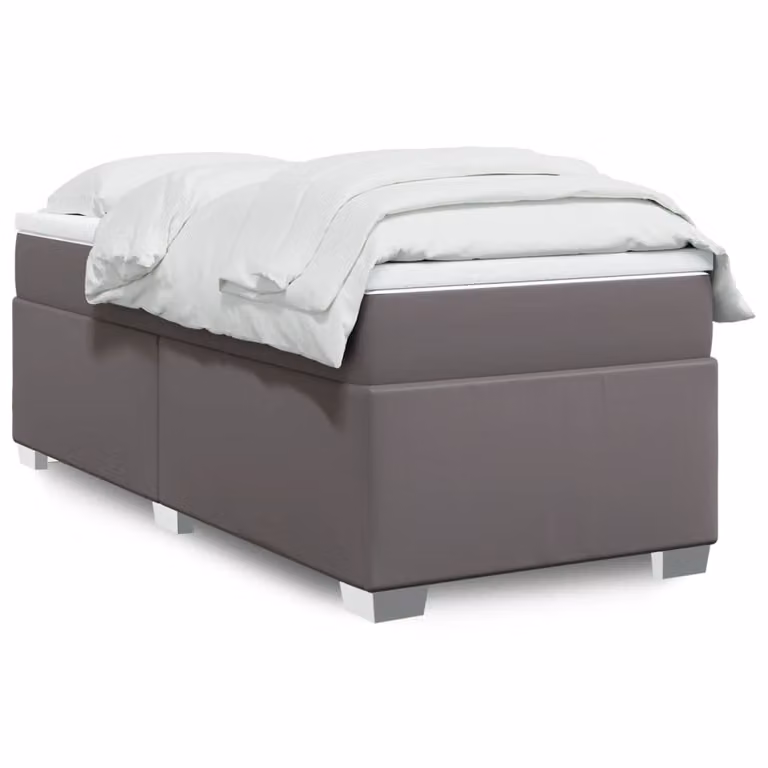 vidaXL Giroletto a molle con materasso in similpelle grigio e bianco, L/P/H: 100 x 200 cm