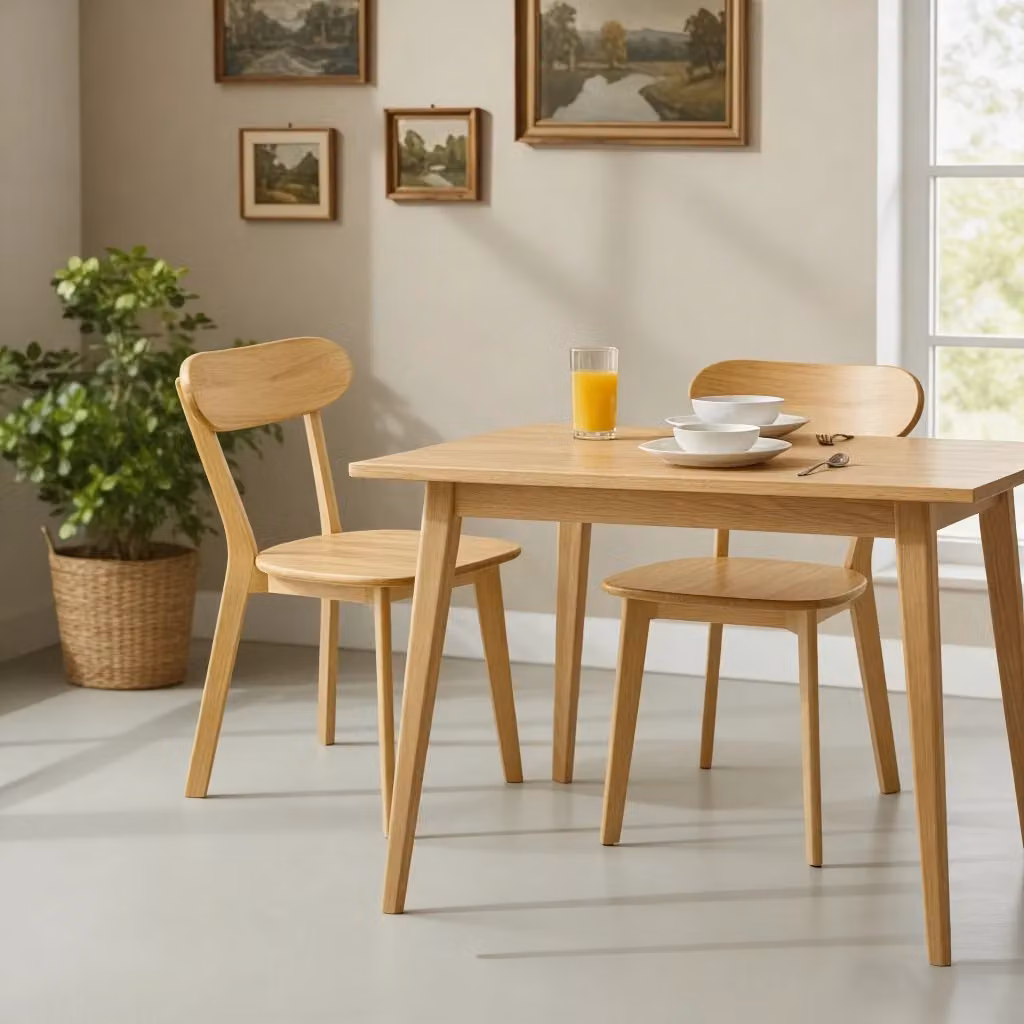 Set di 2 sedie da pranzo WISHDOR in legno massello marrone con schienale curvo in stile Mid-Century Modern – 2