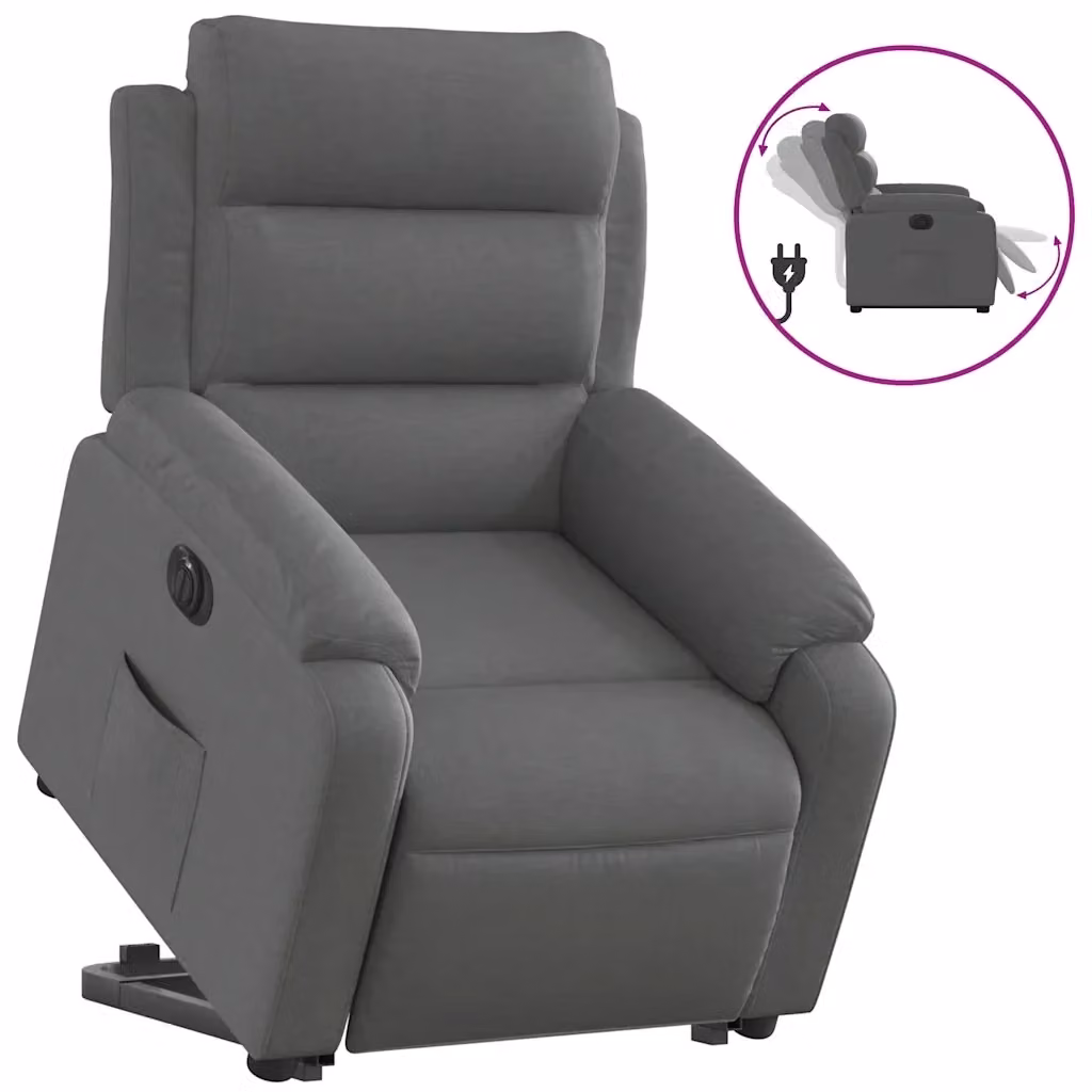 Poltrona Alzapersona Reclinabile Elettrica vidaXL Grigio con Braccioli e Imbottitura in Tessuto – 2