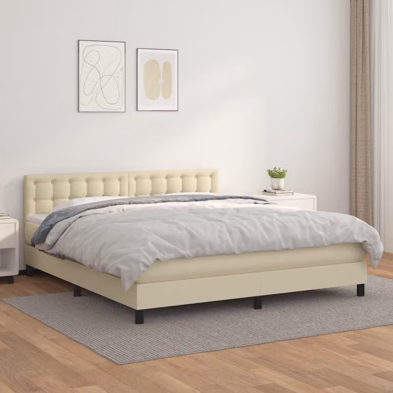 Maison Exclusive - Letto boxspring con materasso color crema 180x200 cm in ecopelle