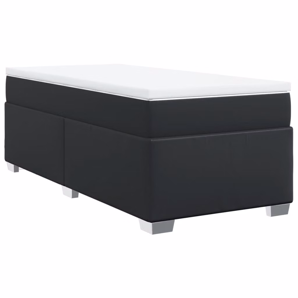 Giroletto a Molle con Materasso Nero 100x200 cm in Pelle finta