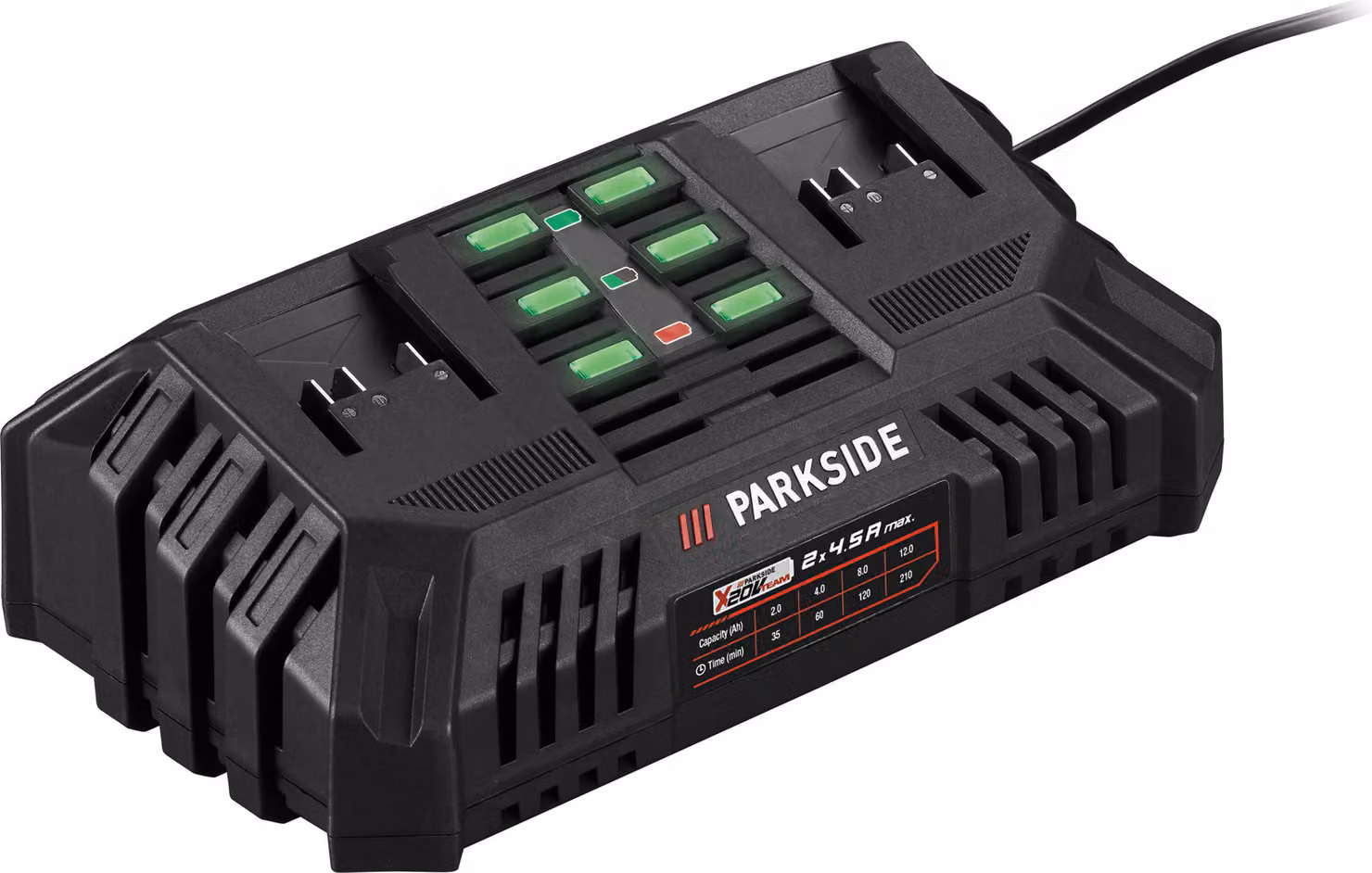 PARKSIDE® PDSLG 20 B1, caricabatterie doppio da 20V, 2 x 4,5 A