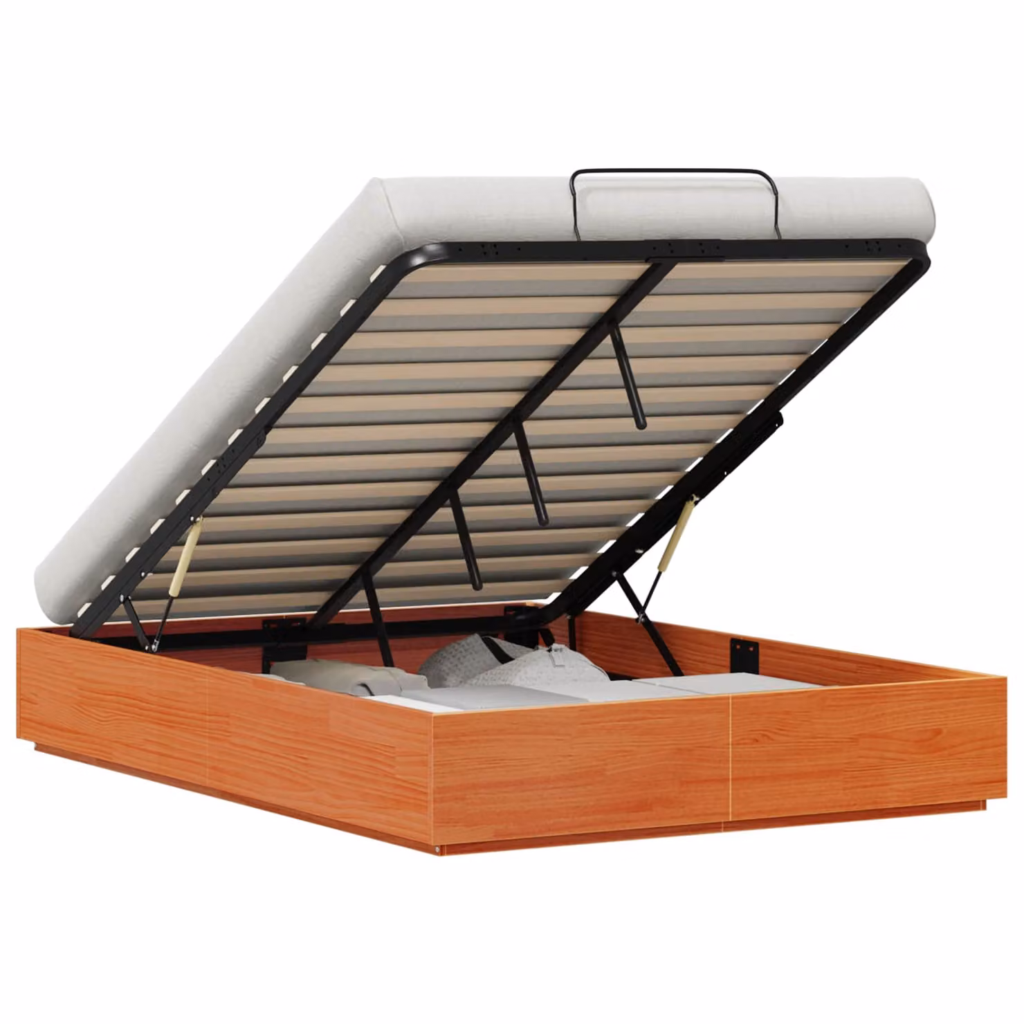 vidaXL Letto Ottomano con Contenitore in Legno di Pino Marrone Cerato L: 200 cm, P: 140 cm, H: 29 cm