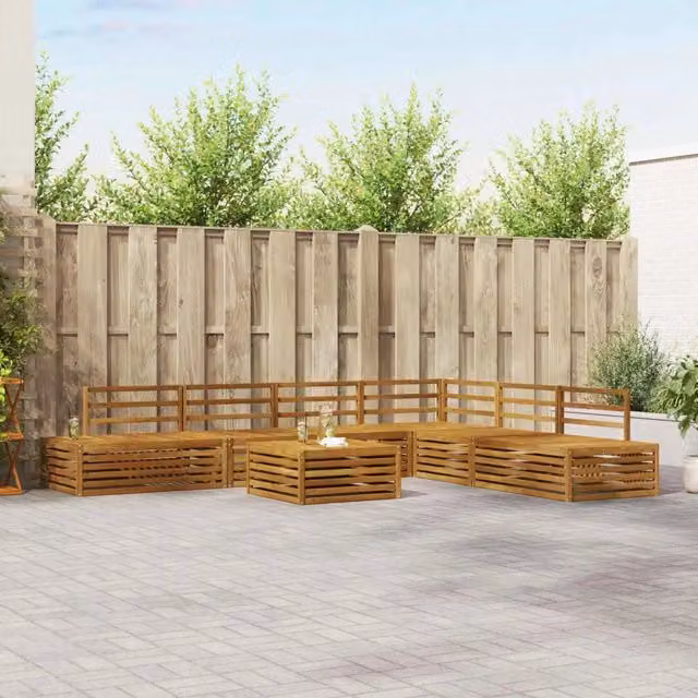 8 pz Set di divani da esterno Legno di Acacia Massello Naturale 3374104