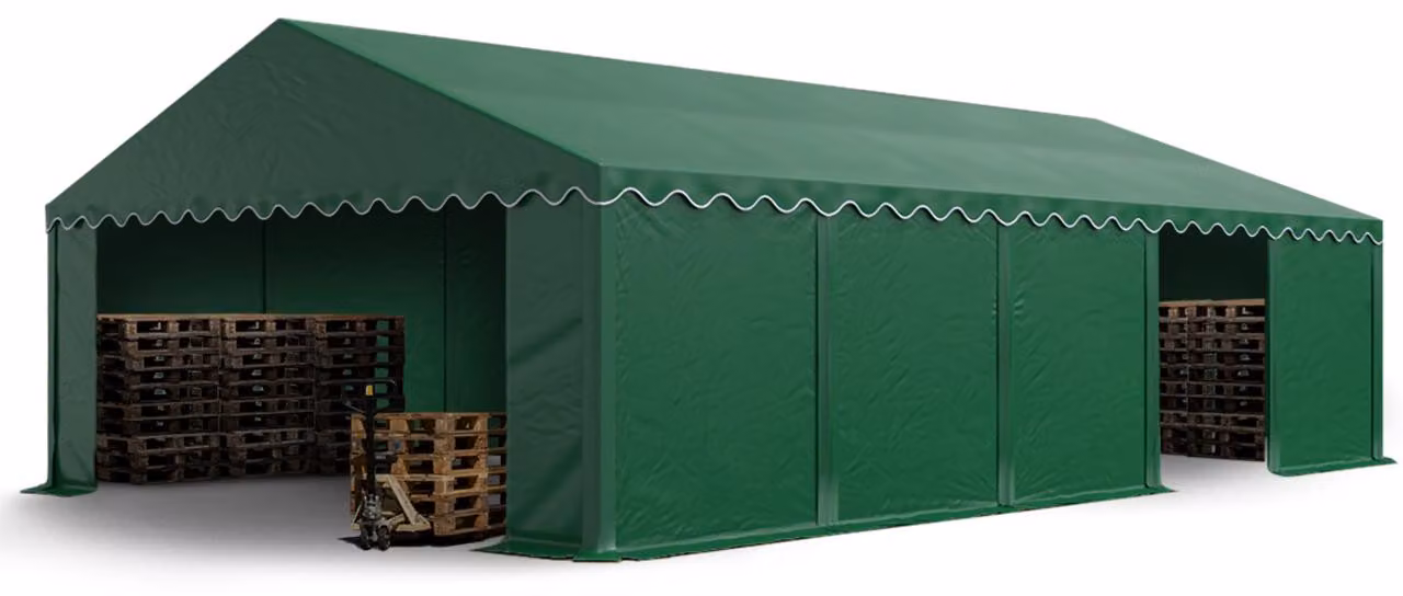 TOOLPORT Tendone deposito 5x10 m PVC 700 N tenda capannone impermeabile verde scuro