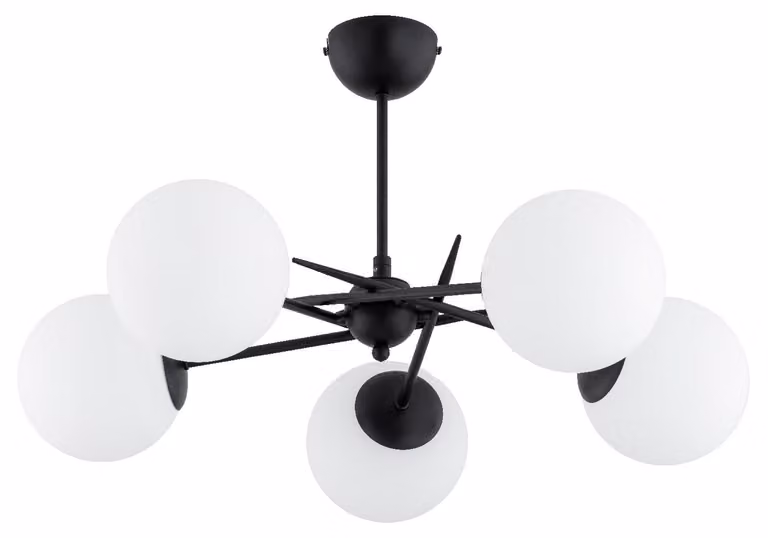 Lampada da soffitto PRIMERY bianco e nero 5xE14x10W in metallo, dimensioni: 38x63x63 cm, IP20, Alfa
