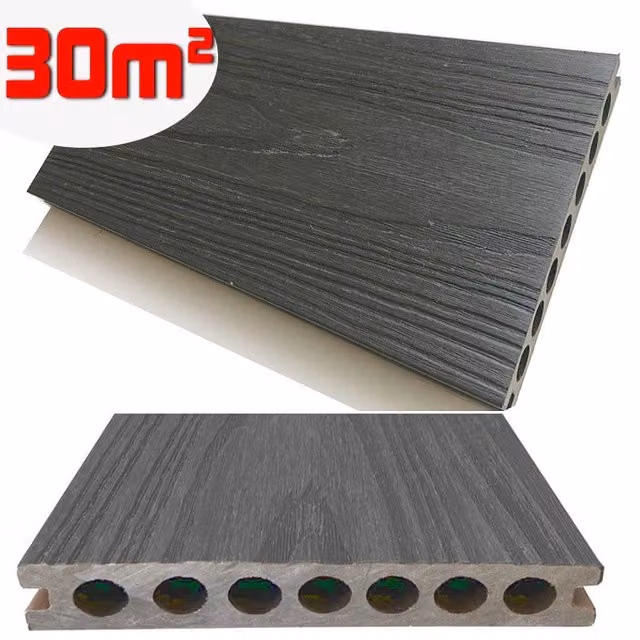 Listone WPC 3D SUPRAM HD co-estruso per decking in colore Grigio effetto legno L: 220 cm, P: 13,8 cm, H: 2,2 cm