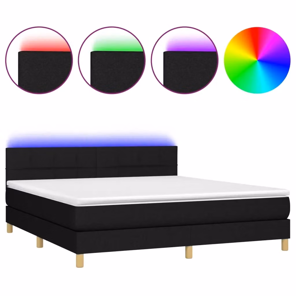 Letto a molle con materasso e illuminazione LED vidaXL in tessuto nero L/P: 180 x 200 cm – 2