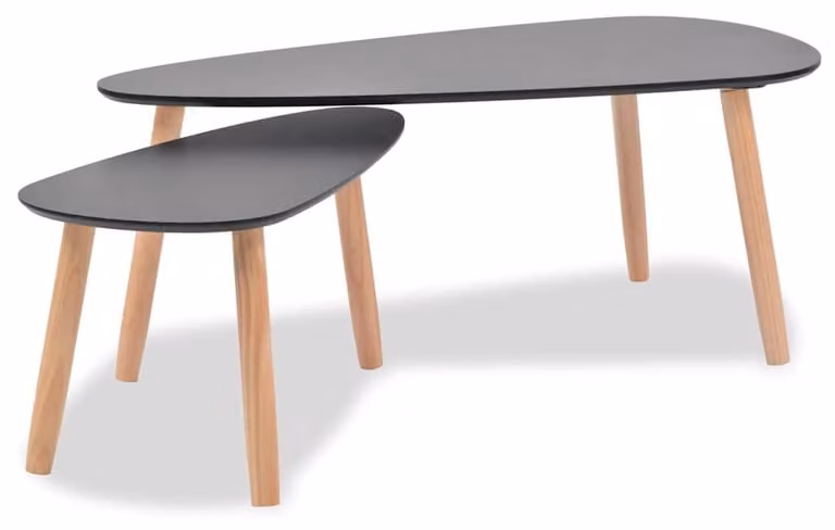 Set di 2 tavolini da salotto scandinavi in legno