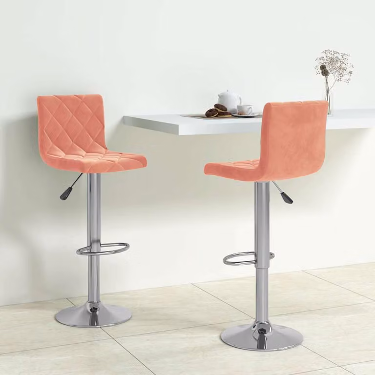Set di 2 sgabelli da bar vidaXL in velluto rosa con base girevole a 360 gradi