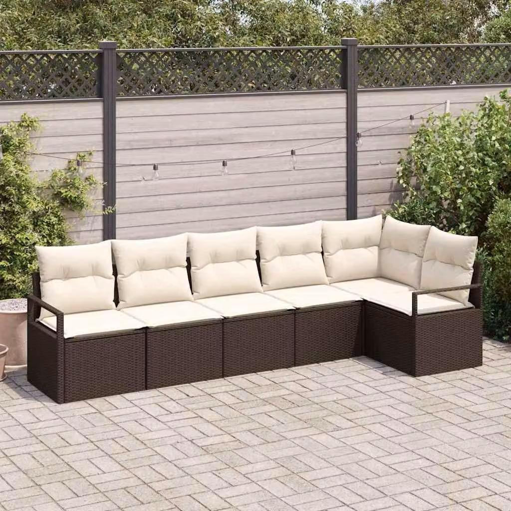Maison Exclusive - Set di divani da esterno, 6 pezzi, color marrone [Materiale sintetico]: rattan sintetico