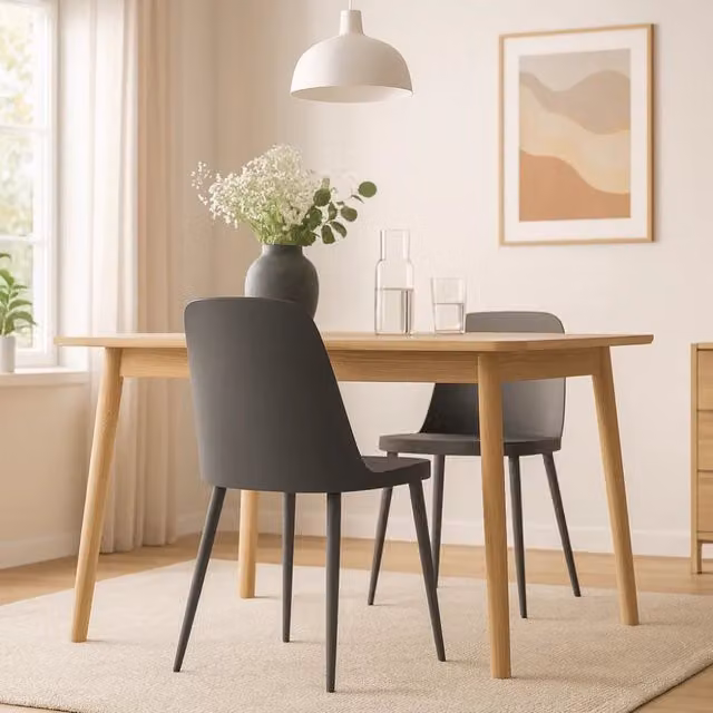 Set di 4 sedie da pranzo in polipropilene grigio scuro Athena con struttura in polipropilene facili da pulire | Duzzle