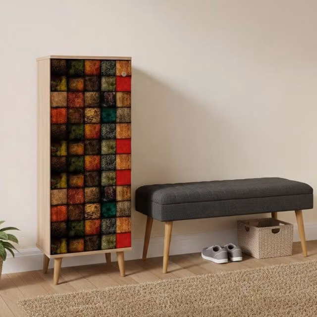 Podgorica, Mobile da Ingresso 16 Paia, 50x38x135h cm Marrone Quercia