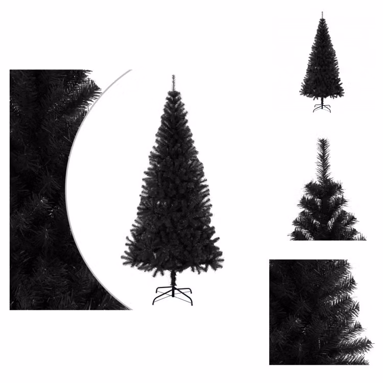 vidaXL Albero di Natale artificiale con supporto nero 180 cm PVC - Alberi di Natale