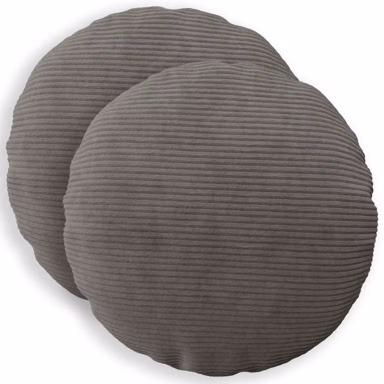 Set di 2 federe rotonde vidaXL HEERLEN in velluto a coste, Grigio, Ø 30 cm