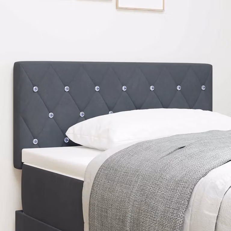 Testiera per letto vidaXL in velluto grigio con struttura in legno e design minimalista, Larghezza: 90 cm