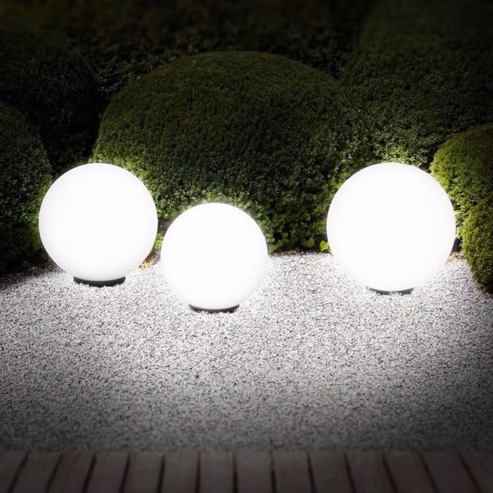 Lampada a globo per esterni, picchetto a terra, IP44, bianco, D 47 cm