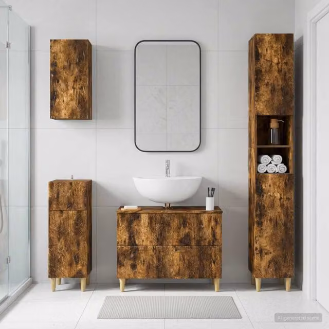 Set di Mobili da Bagno da 4 Pezzi DELFT Rovere Fumo 3417950