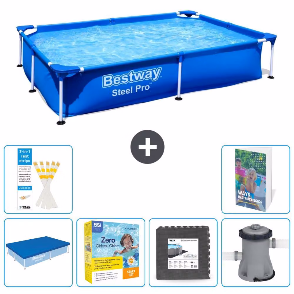 Bestway Steel Pro, piscina rettangolare - 221x150x43 cm - 5 pezzi, modello S85