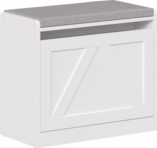 Panca Scarpiera HOMCOM con Cassetto a Ribalta, Bianco, L 60 x P 30 x H 52 cm – 1