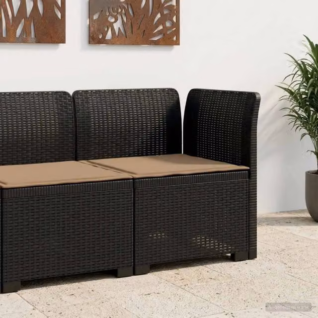 Divano da esterno singolo in rattan con cuscino color antracite per giardino e terrazzo
