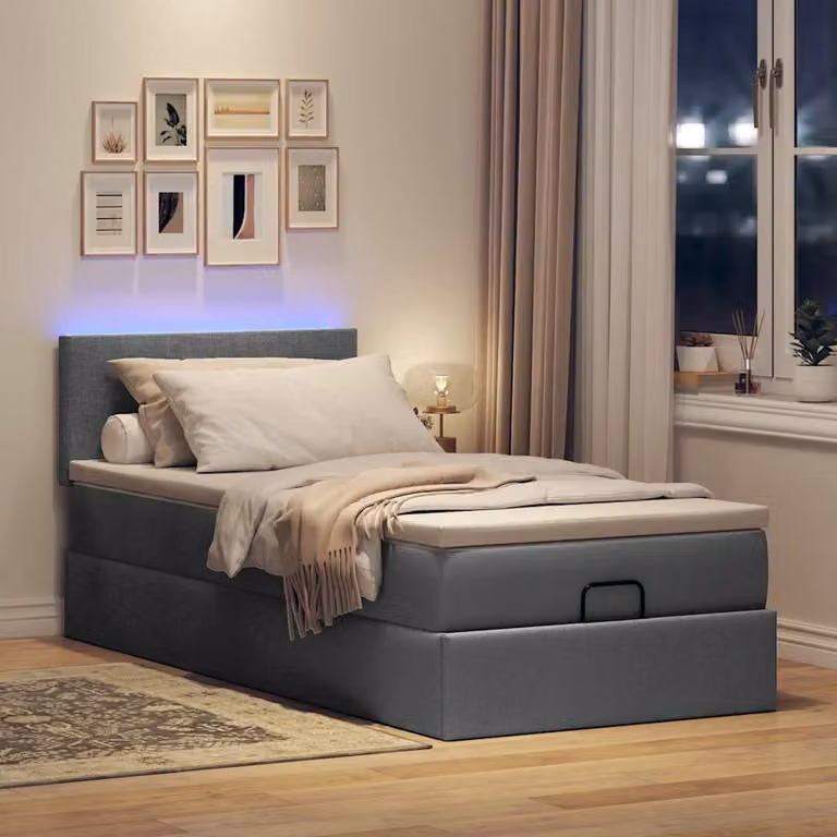 Maison Exclusive - Pouf Letto con Materasso e LED Grigio Scuro 90x200 cm Tessuto