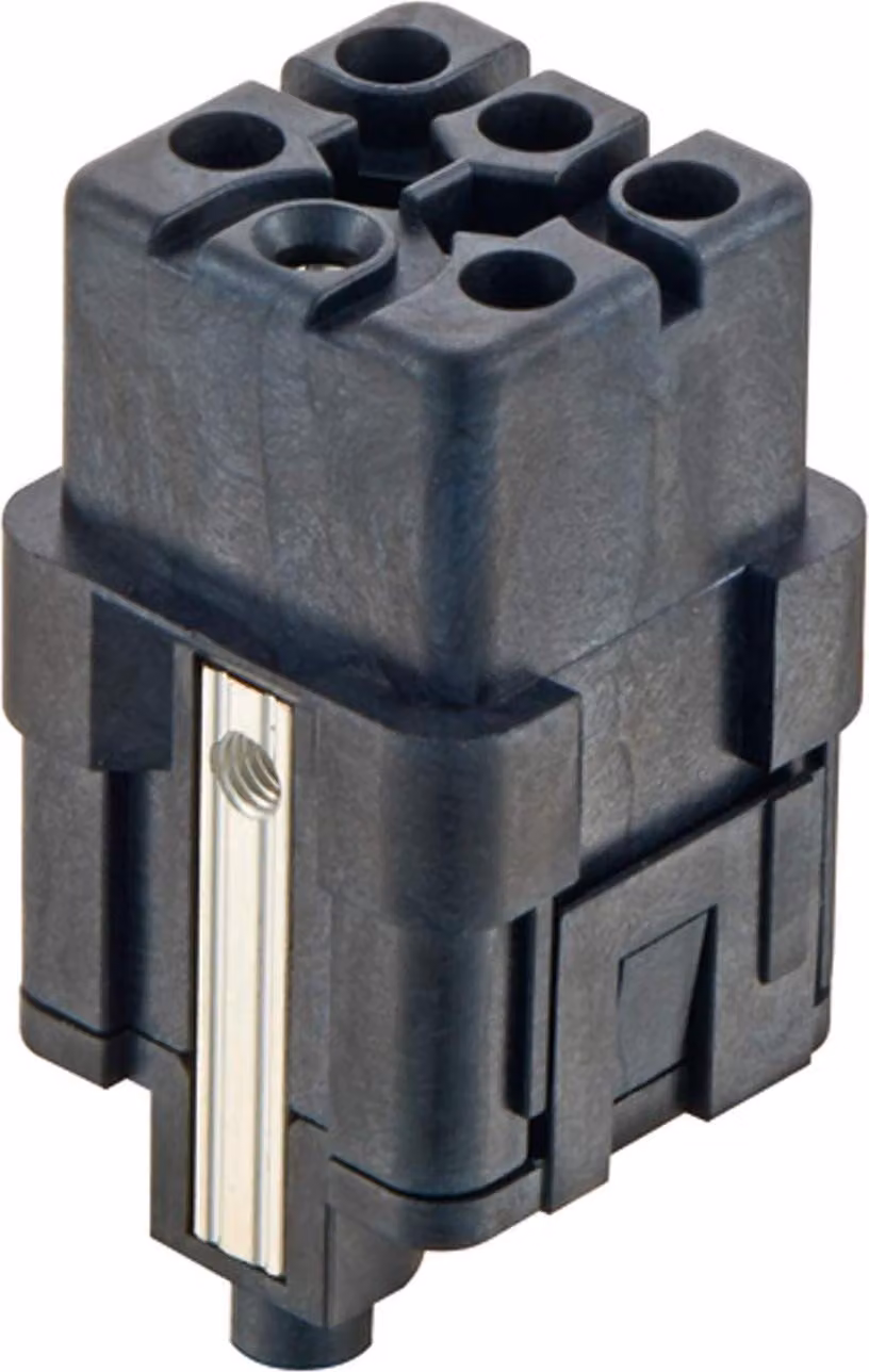 HARTING Han High Temp Q 5/0 inserto femmina (F) connessione a crimpare/a vite (PE), 5 poli+PE 400V/230V, 16A - 1 pezzo