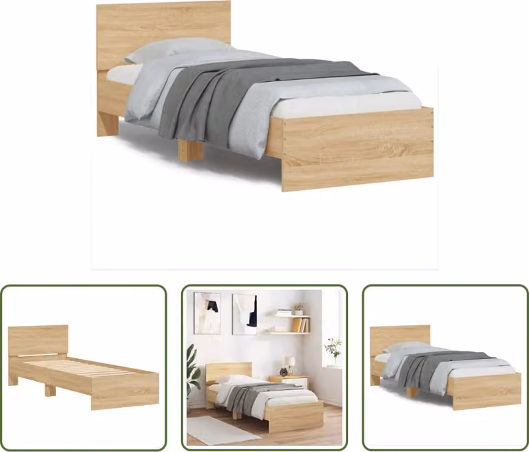 The Living Store Giroletto con testiera in rovere Sonoma 75x190 cm Materiale a base di legno