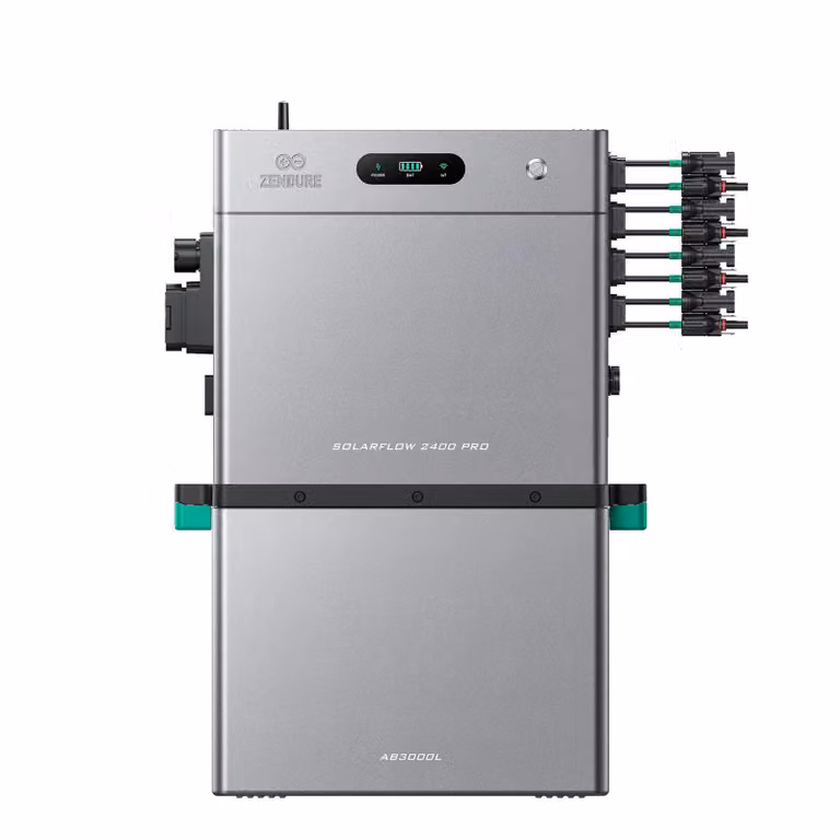 Impianto fotovoltaico da balcone Zendure SolarFlow 2400 Pro con accumulatore da 2,4–16,8 kWh e potenza CA di 2400 W con 1 batteria AB3000L