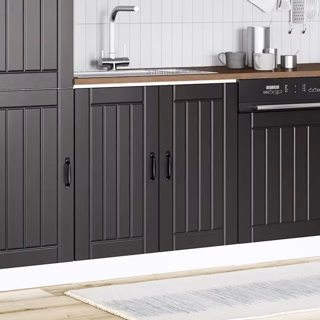 Mobile base lavello da cucina Lucca Design In nero opaco in legno con ante a battente L/P/H: 81.5 x 46.0 x 80.0 cm