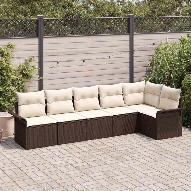 Maison Exclusive - Set Divano da Giardino con cuscino 6 pcs Marrone Poly Rattan