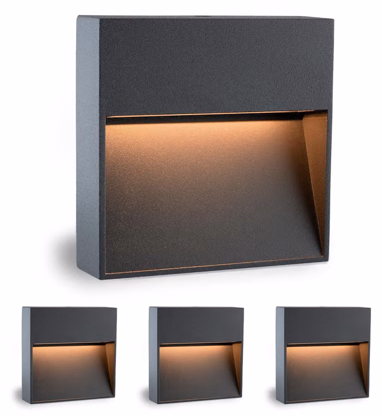 Lampada da parete a LED KEILA, colore antracite, grado di protezione IP54, set da 4, 1,7 W, luce bianco caldo