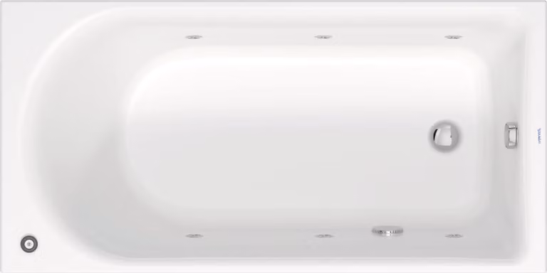 Duravit D-Neo baignoire balnéo, à encastrer, 1 pente de dossier, Jet Protect, 1500x750mm, 760471000JP1000, 760471000JP1000
