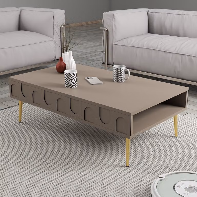 Skye Decor, Lione 33 - Atlas, oro, tavolino, Atlas, 100% pannelli truciolari rivestiti in melamina, 105 x 60 x 33,6 cm