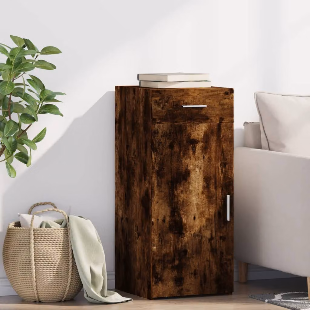 Credenza vidaXL in legno multistrato color rovere fumo, sospesa a parete, L 40 cm x P 42,5 cm x H 93 cm