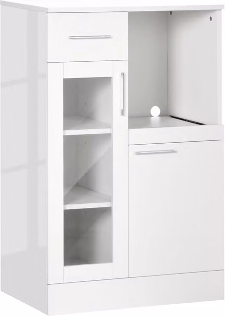 Credenza Moderna GIORDANOSHOP in Legno e Vetro Bianco per Cucina e Sala da Pranzo L: 60 cm, P: 40 cm, H: 95 cm