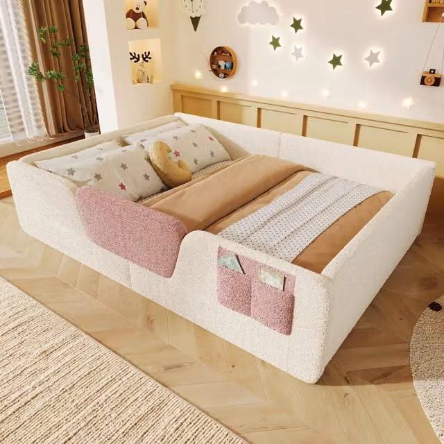 Letto Imbottito 140x190 ¨C MINIMAL ¨C Velluto Beige, Senza Materasso