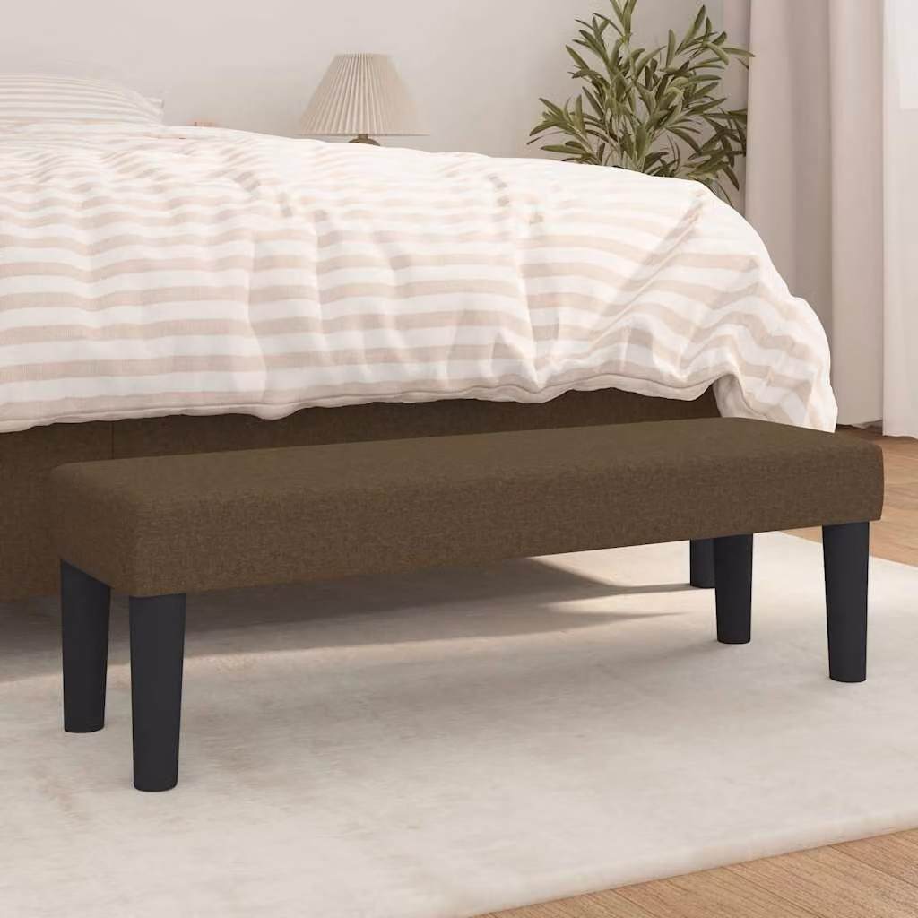 Panca vidaXL in tessuto marrone scuro con struttura in legno L 100 cm x P 30 cm x H 30 cm