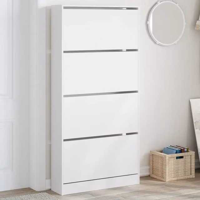 Scarpiera Design Mania con 4 Cassetti Ribaltabili Bianca L: 80 cm, P: 21 cm, H: 163,5 cm