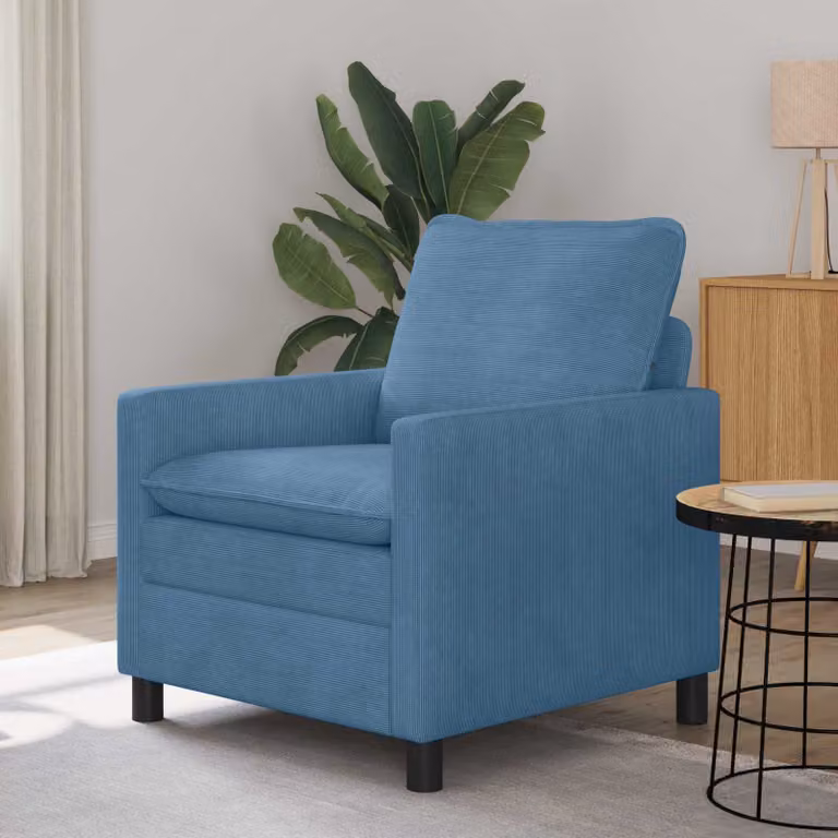 Divano blu in tessuto vidaXL L: 76 cm, P: 81 cm, H: 87,5 cm