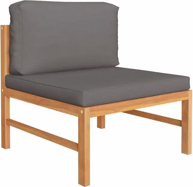 Set Salotto da Giardino Moderno in Legno di Teak con 2 Divani a 2 Posti e Tavolino da Caffè con Cuscini Grigio Scuro