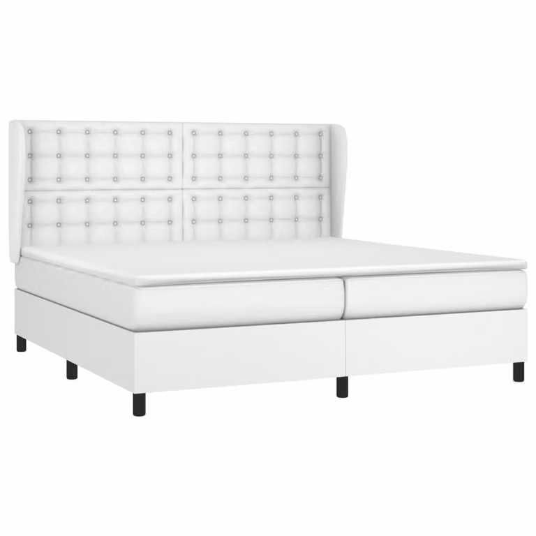 Giroletto a Molle con Materasso Bianco 200x200cm in Pelle finta