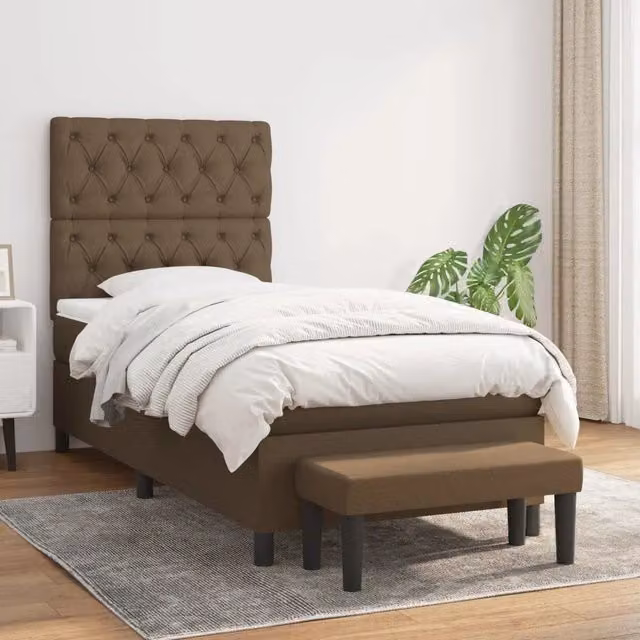 Giroletto a Molle con Materasso Marrone Scuro 80x200 cm Tessuto 3136792