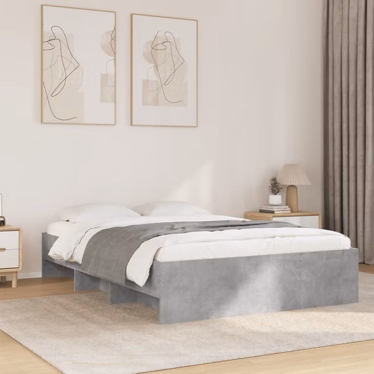 vidaXL Giroletto Moderno in Legno Multistrato Grigio L: 135 cm, P: 193 cm, H: 35 cm