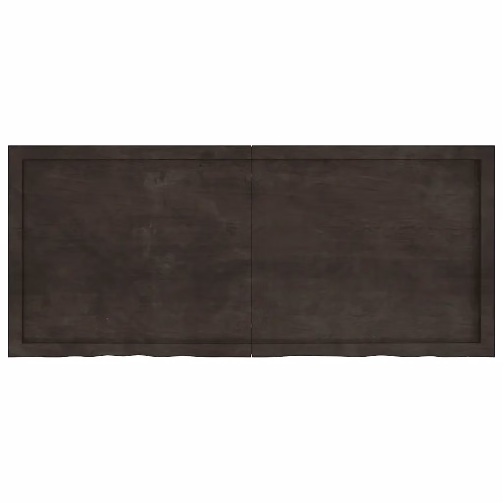 Piano per tavolo o scrivania in rovere massello marrone con bordo naturale e finitura laccata L 140 cm x P 60 cm, spessore variabile da 2 a 6 cm – 2