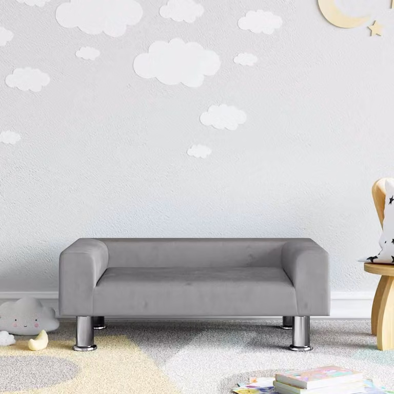 vidaXL Divano per Bambini in Velluto Grigio, L: 70 cm, P: 45 cm, H: 26,5 cm