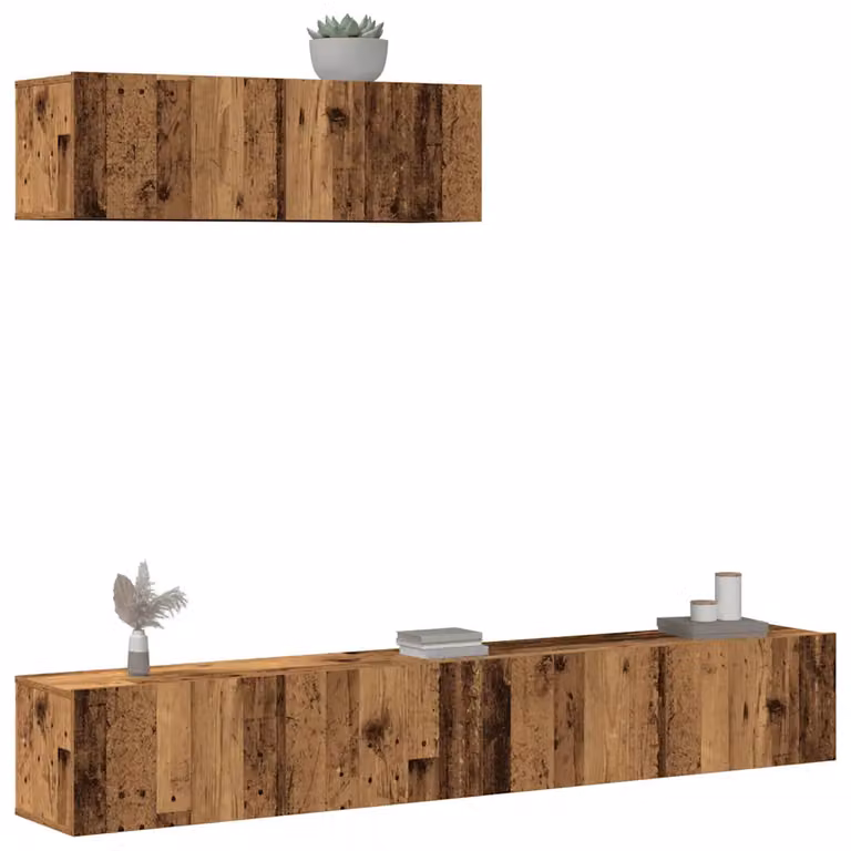 Set Mobile TV vidaXL in 3 pezzi in MDF Legno Antico Marrone per Soggiorno