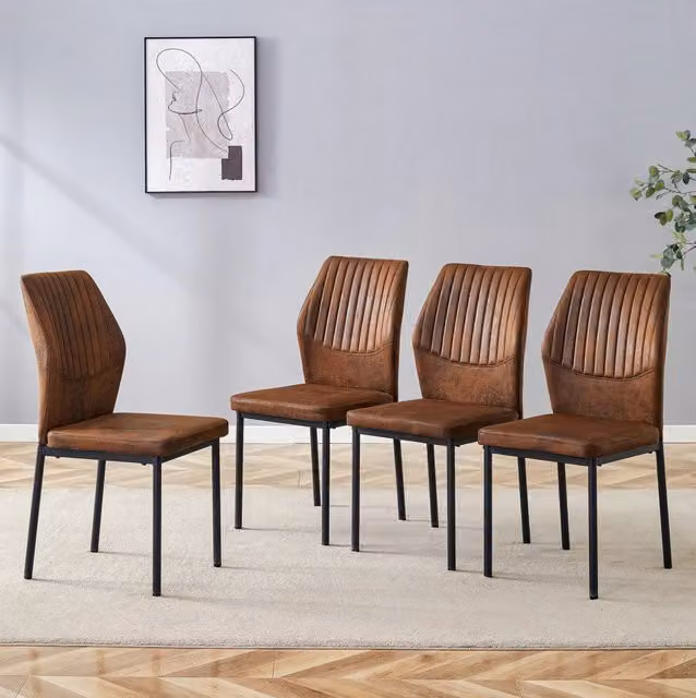Set di 4 sedie da pranzo marroni e nere – schienale scanalato